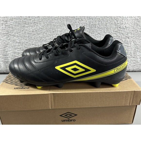 Umbro Classico X FG Junior Soccer Cleats 11.5 Black Safety Yellow Carbon - Picture 1 of 9